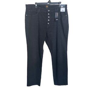 Lee Heritage Ink Flood Straight Jeans Womens Size 18 Premium Denim Button Fly